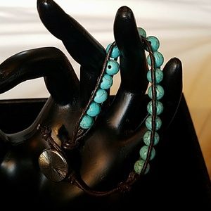 Turquoise & Leather Bracelet